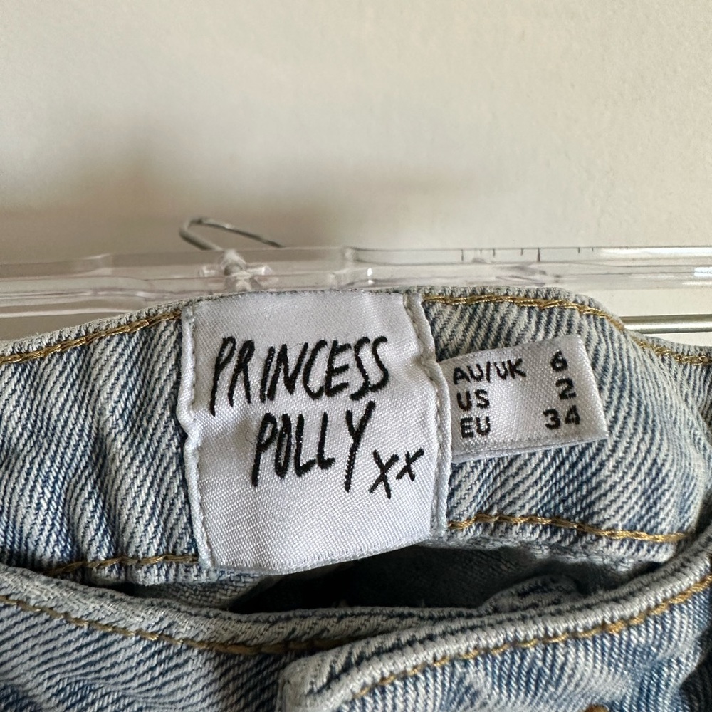 Princess Polly Lightwash Cotton Denim Straight Leg Jeans Size 2 EUC - Picture 6 of 8
